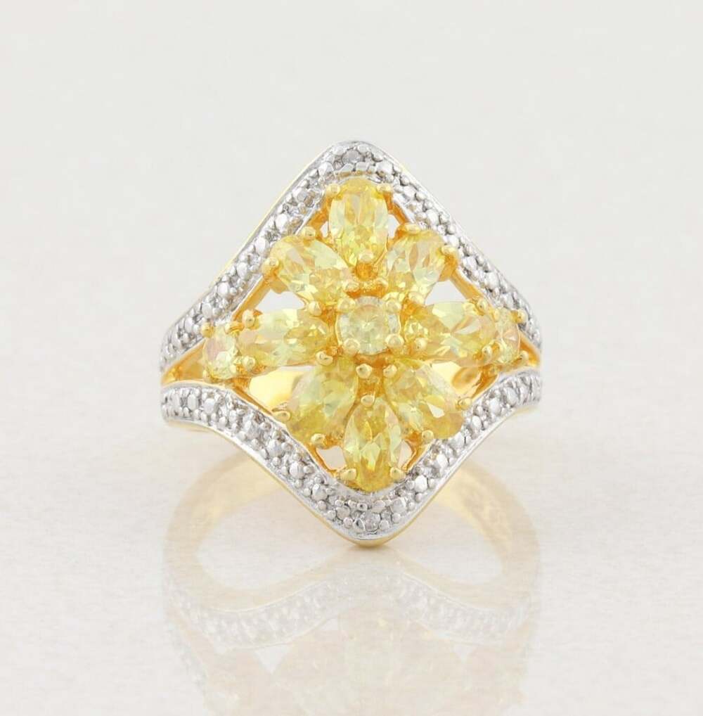 18k Gold Plate over Sterling Yellow CZ Ring Size 7 1/4